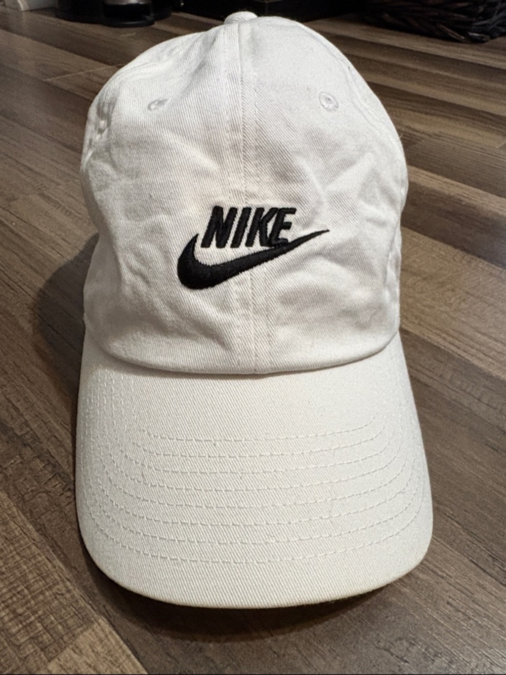 Nike 1Size White Cap with Black Swoosh Embroidery